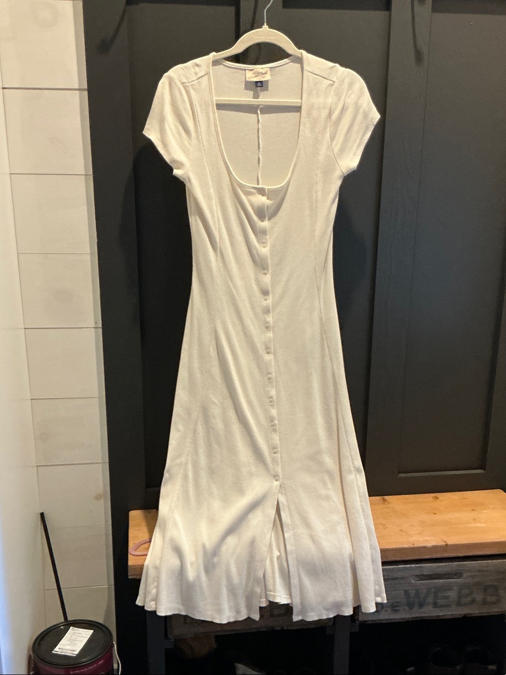 Universal Thread Cream Button-Front Maxi Dress
